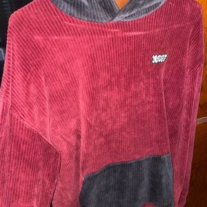 Neff Burgundy and Charcoal Corduroy Hoodie